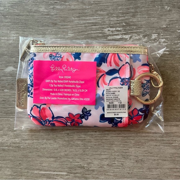 Lilly Pulitzer Printed Zip Top Wallet in Resort White Party Like A Lobstar - Picture 3 of 11